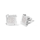 10K White Gold 1/2 Cttw Composite Princess Diamond Square and Swirl Stud Earrings (I-J Color, I1-I2 Clarity)