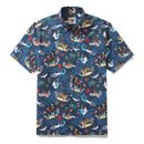 Men's Hawaiian Shirt Aloha Kabuki Print BY Julia Madoka Cotton Button-down Short Sleeve Aloha Shirt