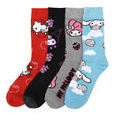 Sanrio Hello Kitty & Friends Mixed Character 5 Pair Crew Socks