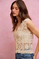 SO ME Summer Crochet Patterned Sleeveless Vest Top