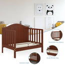 2-in-1 Classic Convertible Wooden Toddler Bed with 2 Side Guardrails for Extra Safety-Brown