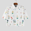 Mens Loose-fitting, Cropped, All-over Print Short-sleeve Shirt