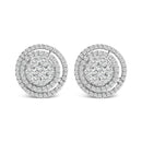 14K Gold 1 3/8 Cttw Diamond Cluster and Double Halo Stud Earring (G-H Color, SI1-SI2 Clarity)
