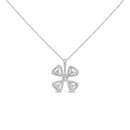 14K White Gold 5/8 Cttw Diamond 4 Leaf Floral Pendant Necklace (H-I Color, I1-I2 Clarity) - 18" Inches