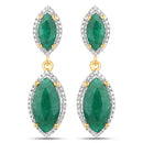 4.21 Carat Dyed Emerald and White Diamond .925 Sterling Silver Earrings