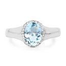 2.63 Carat Genuine Blue Topaz and White Topaz .925 Sterling Silver Ring
