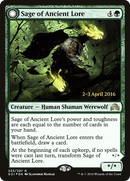 Sage of Ancient Lore // Werewolf of Ancient Hunger (PRE-225S) - Shadows over Innistrad Promos: (Double Faced Transform) Foil