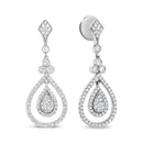 18K White Gold 1 1/4 Cttw Round Diamond Openwork Teardrop-Shaped Dangle Earrings (F-G Color, VS1-VS2 Clarity)