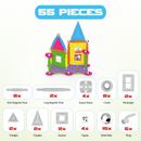 Tinamiri Supermag - House 55 - Magnetic Building Set, Educational construction fun, 55 piece set, Magnet Toys, 0663