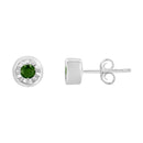 .925 Sterling Silver 1/5 Cttw Round Brilliant-Cut Green Diamond Miracle-Set Stud Earrings (Fancy Color-Enhanced, I1-I2 Clarity)