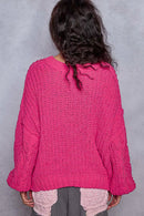 POL Cable-Knit Solid V-Neck Cropped Sweater