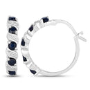 1.28 Carat Genuine Blue Sapphire and White Topaz .925 Sterling Silver Earrings