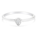 .925 Sterling Silver 1/20 Carat Diamond Teardrop Pear-Shaped Miracle Set Petite Fashion Promise Ring (J-K Color, I1-I2 Clarity) - Size 6