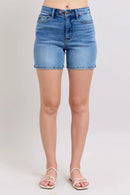 Judy Blue Full Size 2 Button Denim Shorts with Pockets Plus Size
