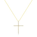 10K Yellow Gold Plated .925 Sterling Silver 3.0 Cttw Prong-Set Round Brilliant Cut Diamond Cross 18" Pendant Necklace (J-K Color, I1-I2 Clarity)