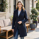 Calvin Klein Womens Boucle 3 Wool Coat with Button Closure, Indigo, Medium