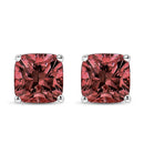 14K White Gold 1 1/2 Cttw Lab Grown Pink Cushion 4-Prong Set Classic Diamond Solitaire Stud Earrings (Pink Color, VS1-VS2 Clarity)
