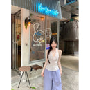 Womens French-style Halter-Neck Striped Camisole