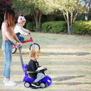 Ride on Push Car 4-Wheel Children Sliding Push Car W/ Colorful Flashing Light Music Handrail Guardrail Push Rod