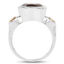 3.56 Carat Genuine Smoky Quartz and Citrine .925 Sterling Silver Ring