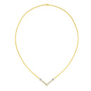 14K Yellow and White Gold 1/4 Cttw Princess Cut Diamond Channel-Set “V†Shape 18" Pendant Necklace (H-I Color, SI2-I1 Clarity)