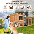 58 Inch Weatherproof Wooden Rabbit Hutch-Brown