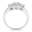 14K White Gold 3/4 Cttw Lab Grown Diamond 3 Stone Ring Band (F-G Color, VS2-SI1 Clarity)- Size 7