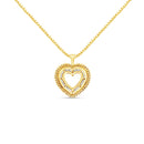 14K Yellow Gold Plated .925 Sterling Silver 1.0 Cttw Round and Baguette-Cut Diamond Composite Hearth 18" Pendant Necklace (I-J Color, I1-I2 Clarity)