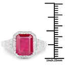 4.55 Carat Glass Filled Ruby and White Topaz .925 Sterling Silver Ring