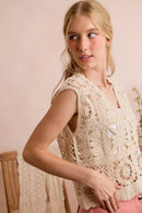 SO ME Summer Crochet Patterned Sleeveless Vest Top