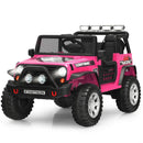 12V Kids Electric Ride On Truck with Remote Control and Operation Lever-Pink