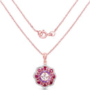 14K Rose Gold Plated 2.30 Carat Genuine Morganite, Rhodolite and Amethyst .925 Sterling Silver Pendant