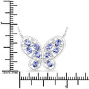 1.86 Carat Genuine Tanzanite and White Zircon .925 Sterling Silver Necklace