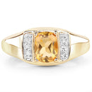 14K Yellow Gold Plated 1.36 Carat Genuine Citrine & White Topaz .925 Sterling Silver Ring