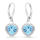 4.20 Carat Genuine Swiss Blue Topaz .925 Sterling Silver Earrings