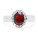 2.58 Carat Genuine Garnet and White Topaz .925 Sterling Silver Ring