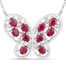 2.36 Carat Genuine Ruby and White Zircon .925 Sterling Silver Necklace