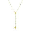 14k Tri Color Gold Lariat Rosary Necklace