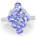 2.07 Carat Genuine Tanzanite .925 Sterling Silver Ring