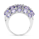 7.29 Carat Genuine Tanzanite and White Topaz .925 Sterling Silver Ring