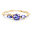 0.70 Carat Genuine Tanzanite and White Diamond 14K Yellow Gold Ring