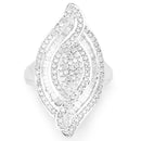 1.22 Carat Genuine White Diamond .925 Sterling Silver Ring