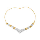 10K Yellow and White Gold 1.0 Cttw Round and Princess cut Diamond "V" Shape Statement Necklace (I-J Color, I1-I2 Clarity)