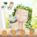Girl Face Planter Pot Dual Opening Flower Pot With Drainage Hole Lady Head Resin Plant Pot For Succulent Cactus Indoor Outdoor