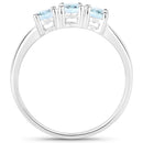 0.95 Carat Genuine Aquamarine and White Diamond .925 Sterling Silver Ring