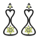 6.93 Carat Genuine Peridot and Black Spinel .925 Sterling Silver Earrings