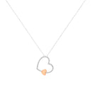 10KT Two Tone Gold 1/6 cttw Diamond Floating Heart Pendant Necklace (K-L, I1-I2)