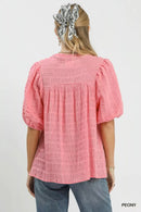 Umgee Textured Puff Sleeve Blouse