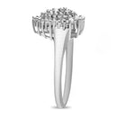 10K White Gold 1/2 Cttw Round & Baguette Cut Diamond Pear Shaped Domed Pavé Cluster with Halo Cocktail Ring (H-I Color, SI1-SI2 Clarity) - Size 5