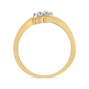 10K Yellow Gold over .925 Sterling Silver 1/10 Cttw Diamond Three-Stone Bypass Fashion Cocktail Ring ( I-J Color, I2-I3 Clarity) - Size 6